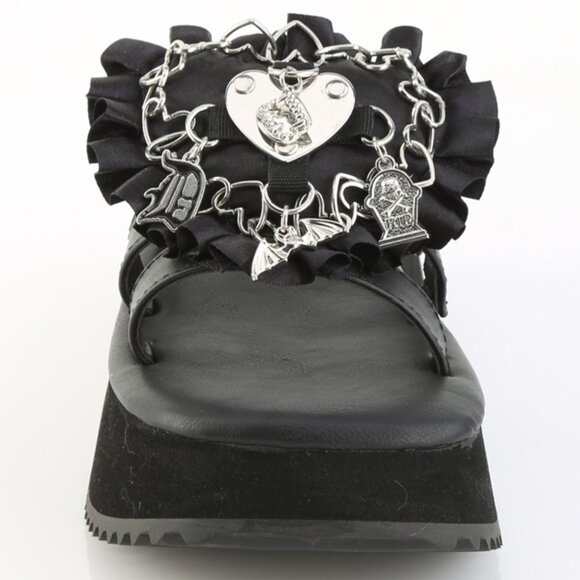 Whimsigoth Heart Gothic Platform Slide Sandals - Picture 1 of 5